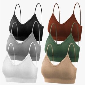 NWT Women's Seamless Bralette Set of 5 - Black, Grey, Green, Brown, Tan Size XL